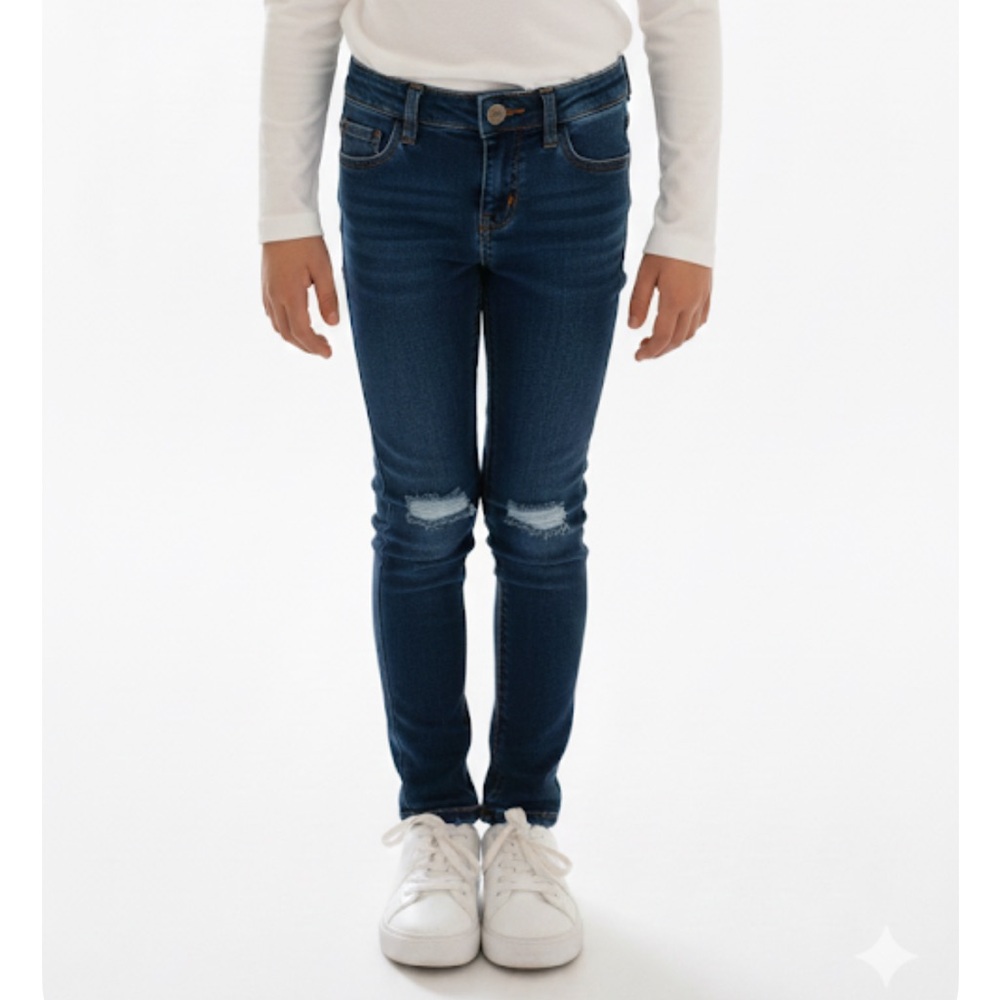 CAT & JACK Adjustable Waist Stretch Distressed Jeans, Girls 10, Blue